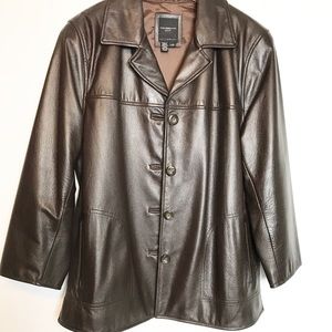 Colebrook and company brown leather jacket large
